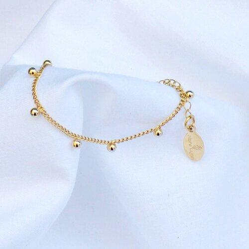 Bracelet femme de style minimaliste de chaîne pampilles boules  - plaqué or