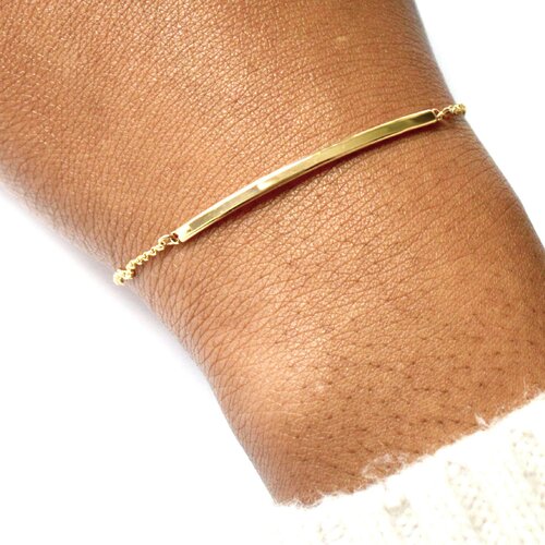 Bracelet femme délicat minimaliste chaîne fine avec barre cadeau femme  doré à l 'or fin