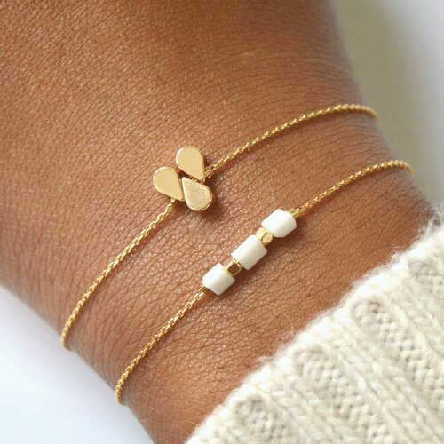 Bracelet femme minimaliste délicat doré à l or fin, chaîne fine, cadeau pour elle