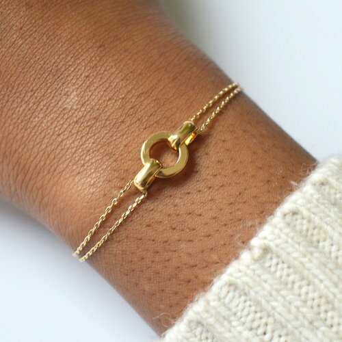 Bracelet femme minimaliste délicat doré à l or fin, chaîne fine, cadeau pour elle