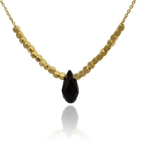 Collier doré à l or fin décoré de perle goutte crystal