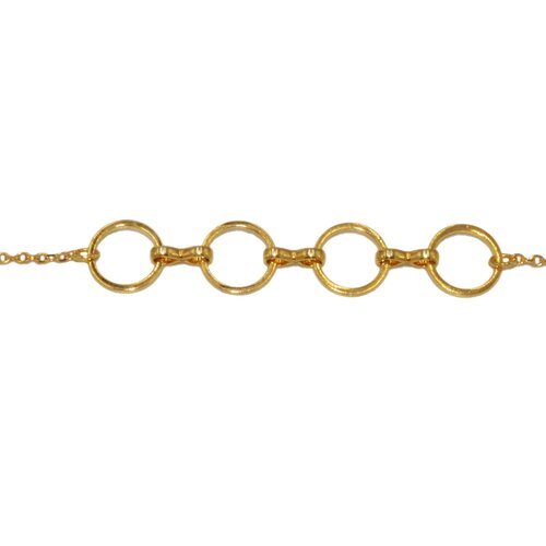 Bracelet délicat minimaliste chaîne anneaux doré à l 'or fin bijou fait main