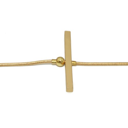 Bracelet délicat minimaliste chaîne barre perles  doré à l 'or fin mat bijou fait main