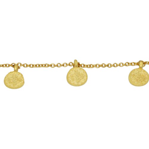 Bracelet délicat minimaliste chaîne breloques disque à l 'or fin