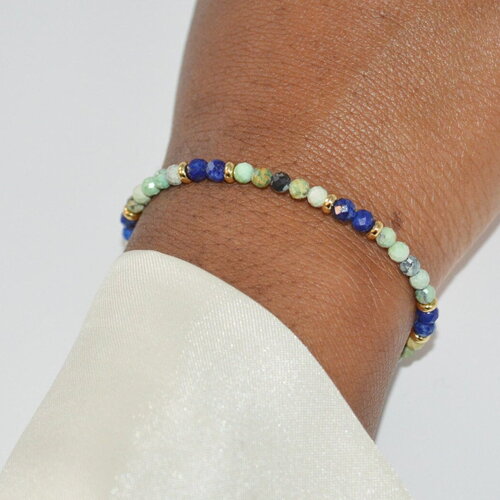 Bracelet de perles naturelles de variscite et, lapis-lazuli, bracelet femme, cadeau de noël