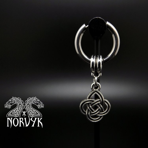 Boucle d'oreille mono créole viking en acier inoxydable et entrelacs en métal légère et confortable, homme ou femme