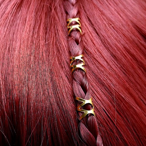 Lot de 3 perles viking à cheveux couleur d'orée pour un mariage ou quotidien.