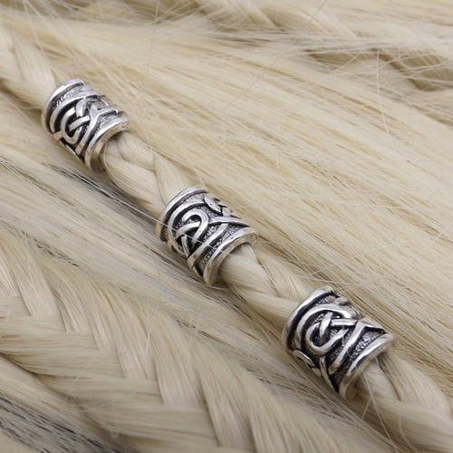 Lot de 3 perles viking à cheveux ou à barbe, entrelacs.