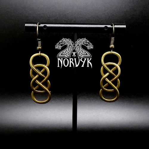 Boucles d'oreilles viking femme entrelacs couleur bronze inspiration lagertha.