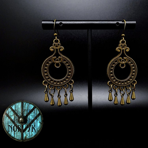 Boucles d'oreilles viking femme entrelacs couleur bronze inspiration lagertha.