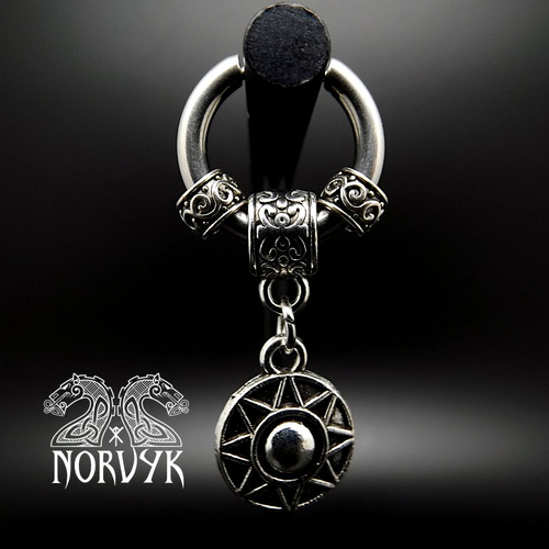 Boucle d'oreille viking, mono créole en acier inoxydable bouclier et métal, homme ou femme, cadeau