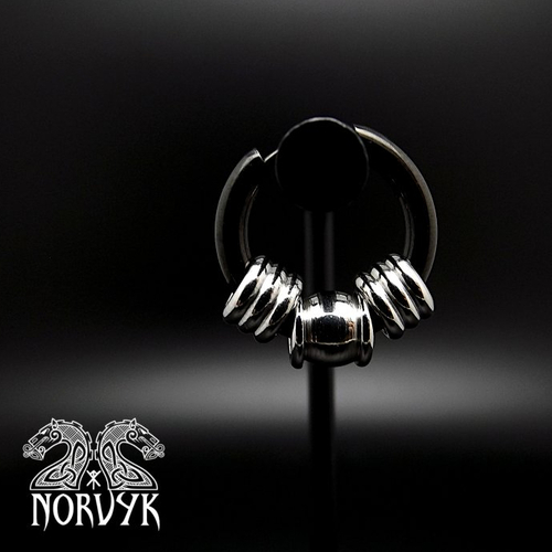 Mono créole viking homme ou femme en acier inoxydable et perles en acier.