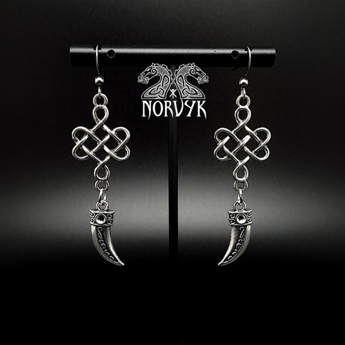 Boucles d'oreilles viking pour femme, corne à boire et entrelacs, légère et discrète, cadeau