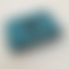 Pochette plate harris tweed bleu canard