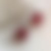 Boucles d'oreilles support coeur perles magiques rondes rouges