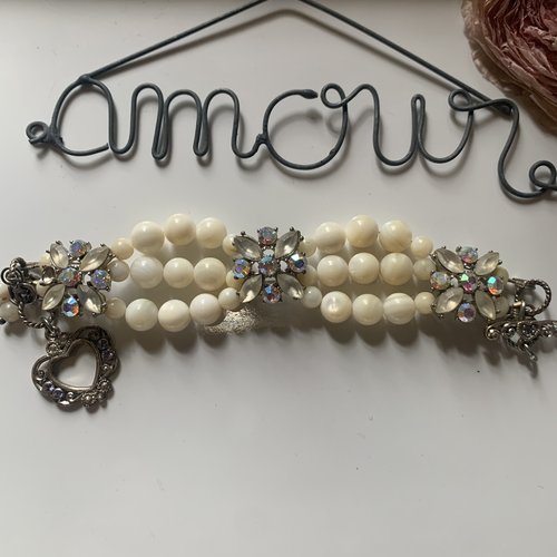 Bracelet vintage perles 3 rangs