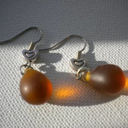 Boucles d'oreilles gouttes brossées oranges