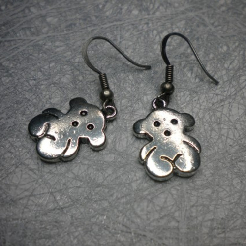 Boucles d'oreilles oursons en métal argenté