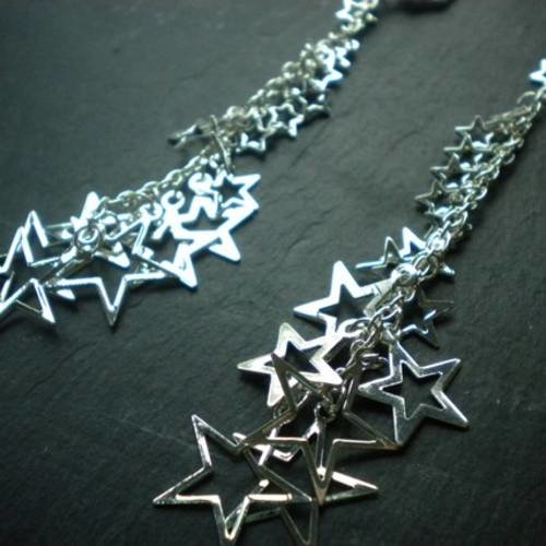 Boucles d'oreilles pluie d'étoiles en métal argenté 