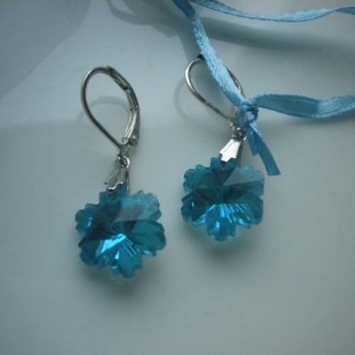 Boucles d'oreilles flocons en cristal turquoise