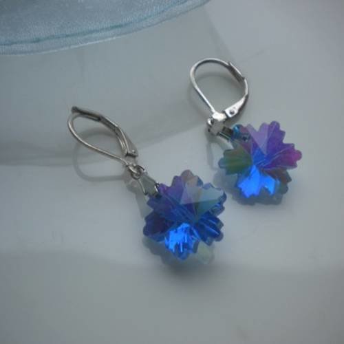 Boucles d'oreilles flocons cristal bleu