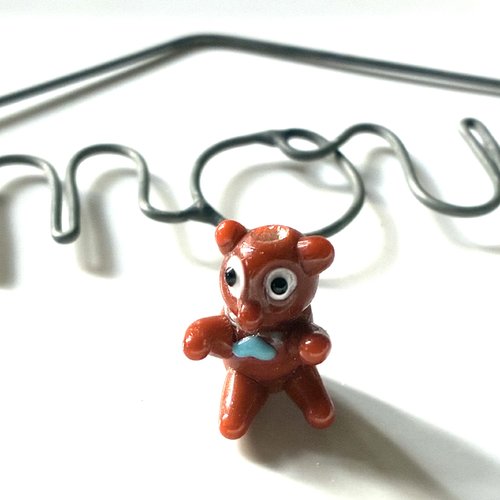 Perle ourson en verre marron