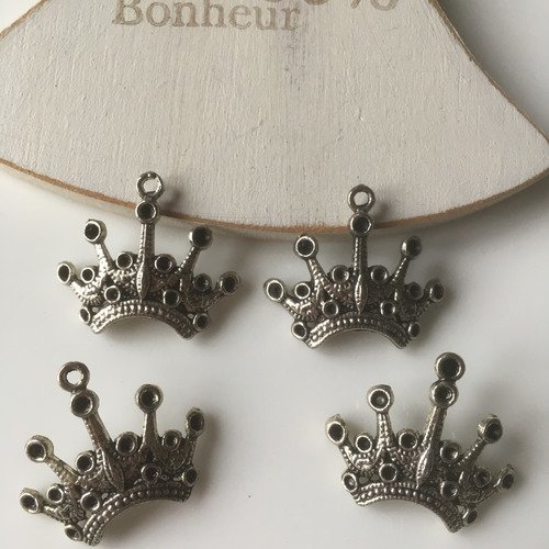 Pendentifs breloque couronne royale en métal x4