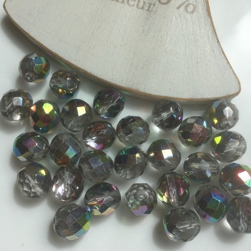 Lot de 28 perles rondes facettées en cristal mordoré 10mm