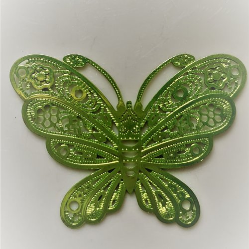 Estampe papillon métal plat vert