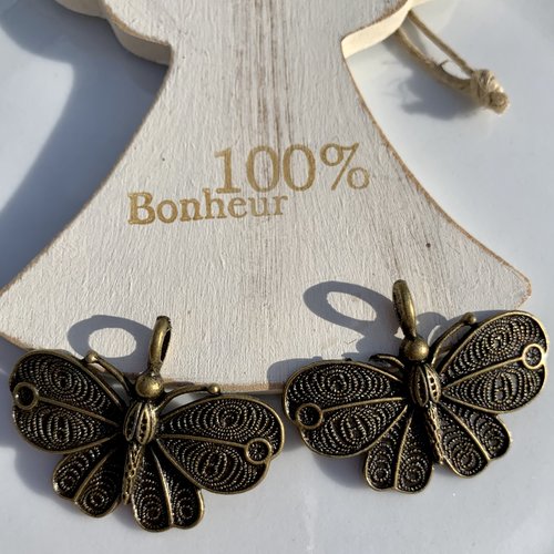 Pendentifs breloque bronze papillon 40x30mm