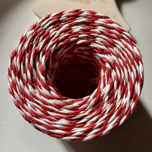 10 mètres de ficelle baker twine bicolore rouge et blanc