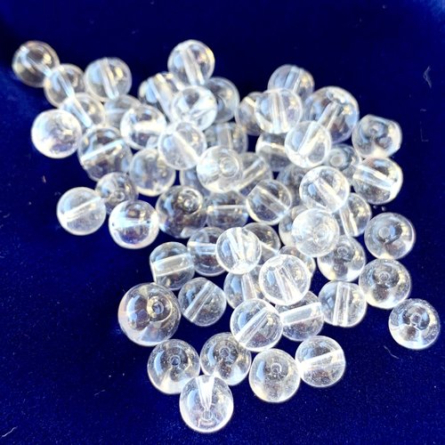 Lot 60 perles rondes en verre transparentes