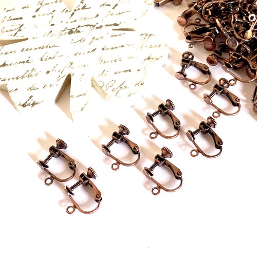1 paire boucles d'oreilles cuivre à vis oreilles non percées clips
