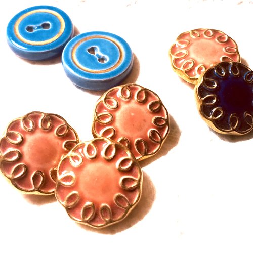 7 boutons en céramique forme ronde 3 couleurs