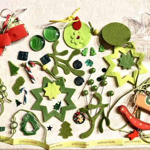Lot décorations de noël en vert x35  kit noël