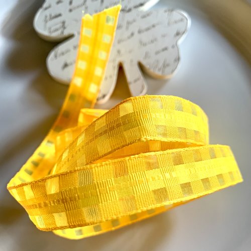 Ruban fantaisie coton jaune bords métallisés x105cm