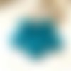 Fleur en laine bouillie légère bleu canard x1 exemplaire