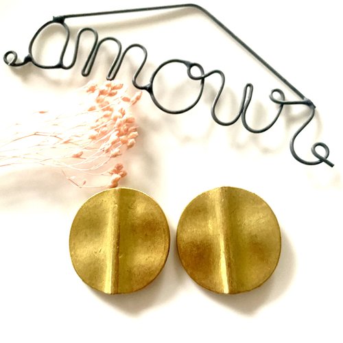Duo de pièces rondes en métal doré brossé 3cm