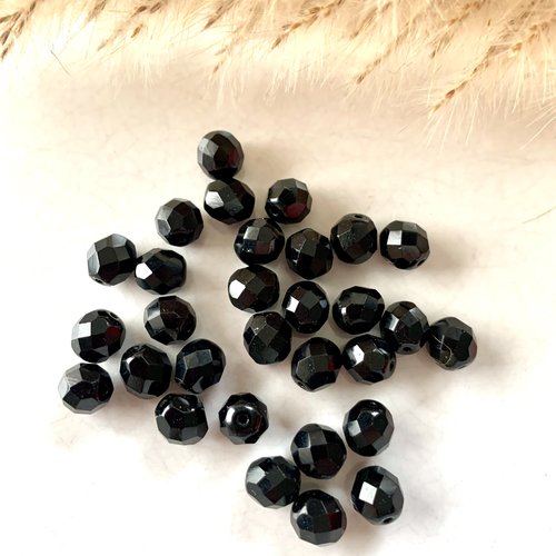 Lot de 30 perles cristal rondes à facettes ab noir 8mm