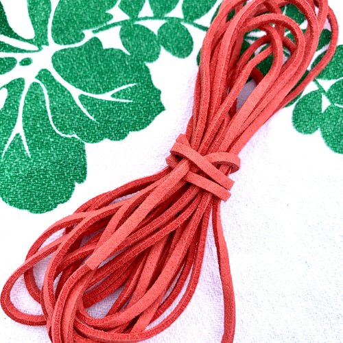 3.40 mètres de cordon suédine corail 2mm