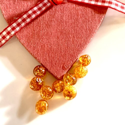 Lot de 9 perles rondes synthétique orange 8mm