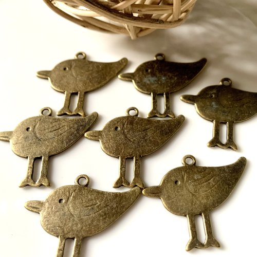 7 breloques oiseaux en bronze