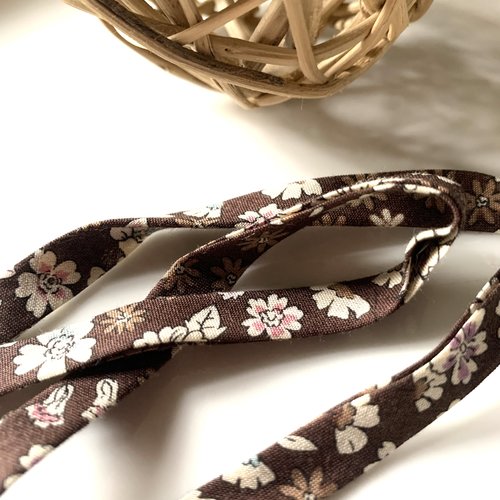 Biais frou frou jardin anglais marron 48 cm en 0,5cm plié