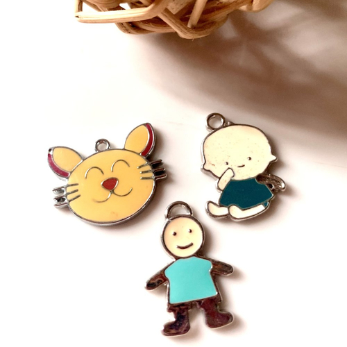 Lot de 3 pendentifs émaillés 3 modèles