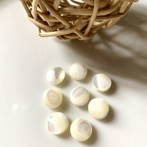 Pastilles en nacre en blanc irisé percées x8