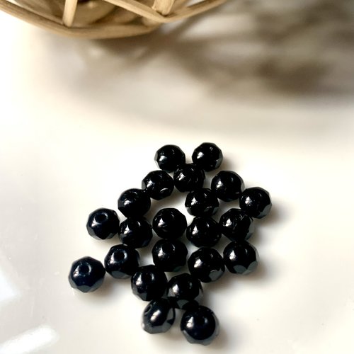 20 perles cristal rondes à facettes ab noir 3mm