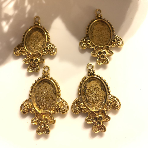 Supports boucles d'oreilles dormeuses métal doré vieilli pour cabochons x4 (2 paires)