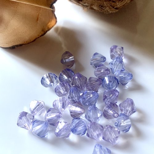 30 perles toupies en mauve