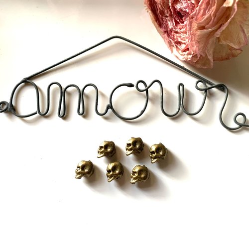 Lot de perles bronze têtes de mort x6