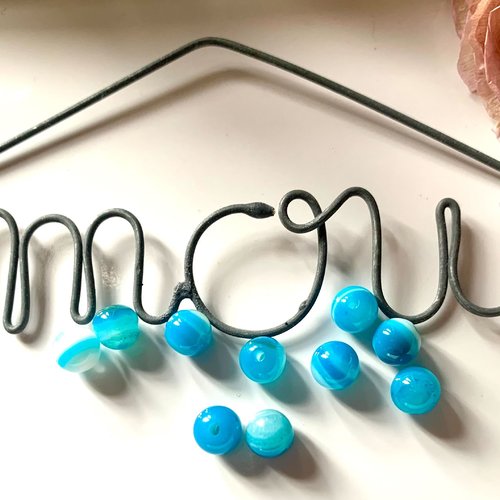 10 perles rondes en verre oeil de chat bleues 5mm